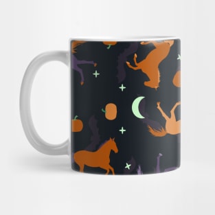 Orange Purple Autumn Night Halloween Horse Pattern Mug